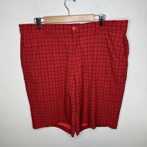 Nike Golf Dri-Fit Red‎ Windowpane Plaid Performance Outdoor Shorts Men's 38